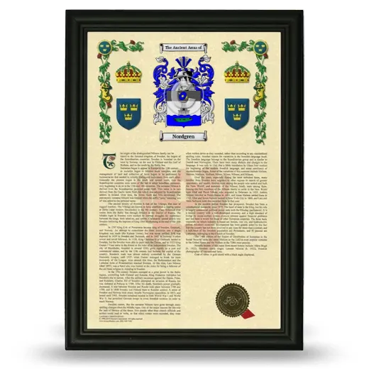 Nordgren Armorial History Framed - Black