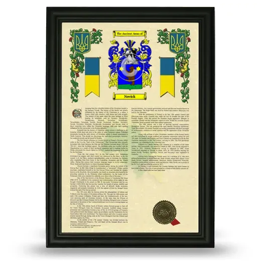 Novick Armorial History Framed - Black