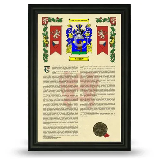 Novotny Armorial History Framed - Black
