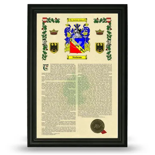 Nusbaum Armorial History Framed - Black