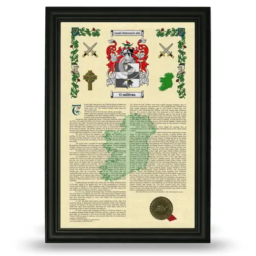 O sullivan Armorial History Framed - Black
