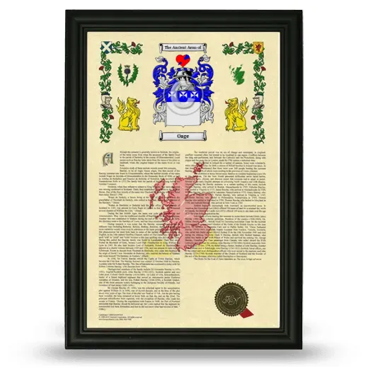 Oage Armorial History Framed - Black
