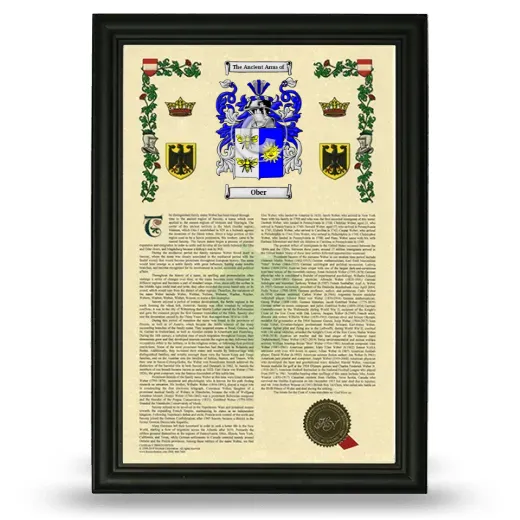 Ober Armorial History Framed - Black