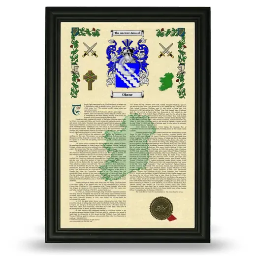 Okane Armorial History Framed - Black