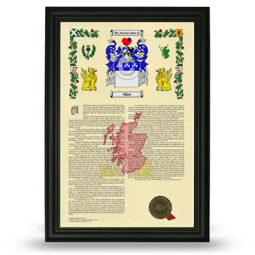 Okay Armorial History Framed - Black