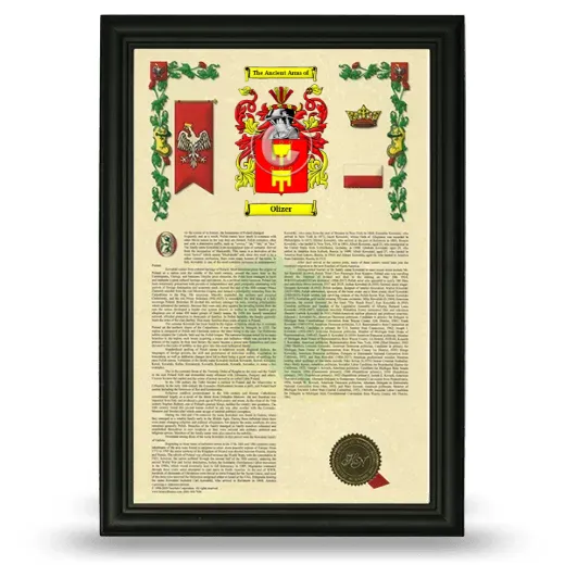 Olizer Armorial History Framed - Black