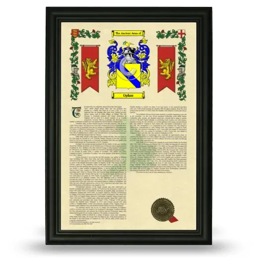 Ophar Armorial History Framed - Black