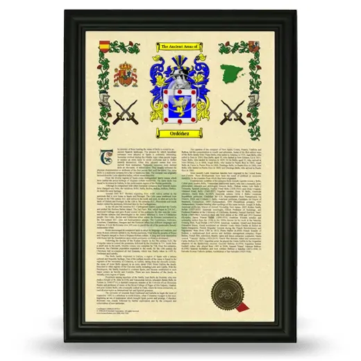 Ordóñez Armorial History Framed - Black