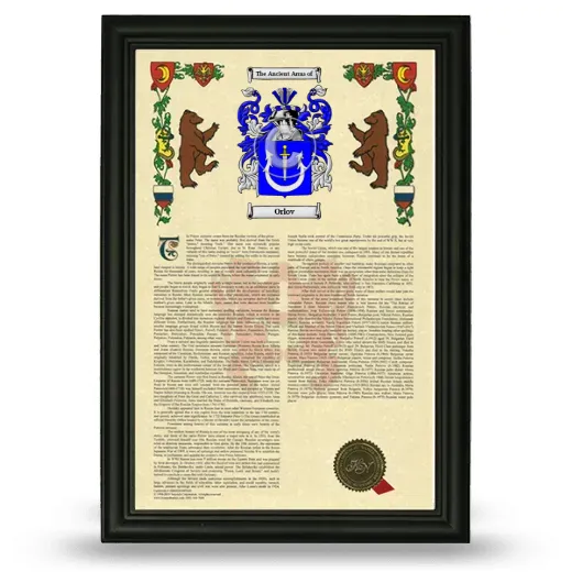 Orlov Armorial History Framed - Black