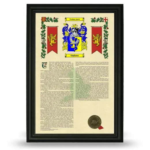 Orphans Armorial History Framed - Black