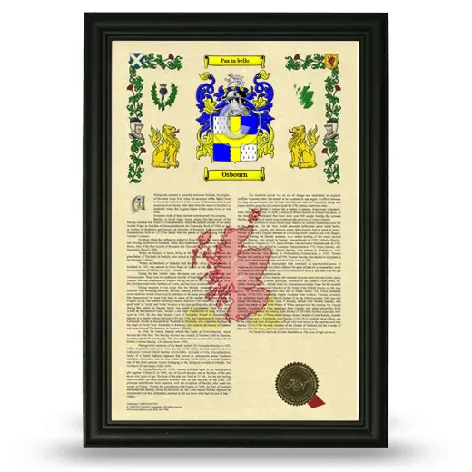 Osbourn Armorial History Framed - Black