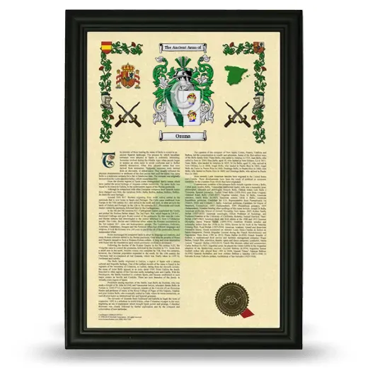 Osuna Armorial History Framed - Black