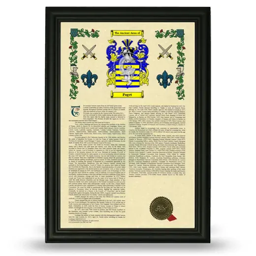 Paget Armorial History Framed - Black