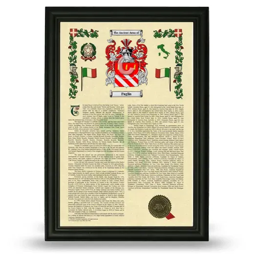Paglia Armorial History Framed - Black