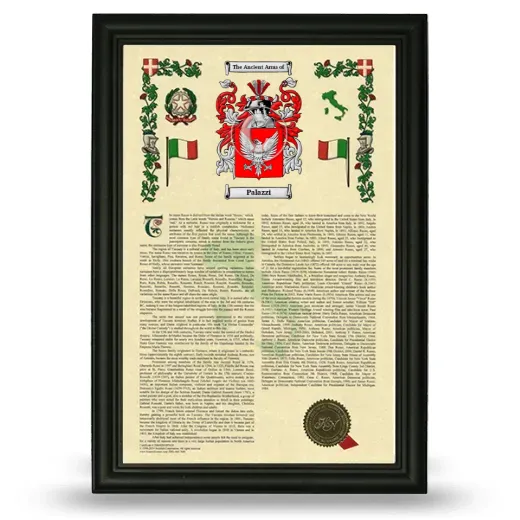 Palazzi Armorial History Framed - Black