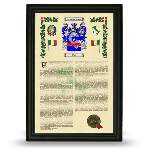 Pali Armorial History Framed - Black
