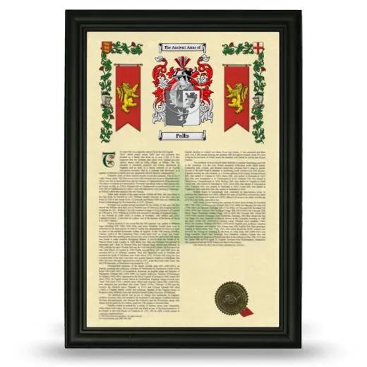 Pallis Armorial History Framed - Black