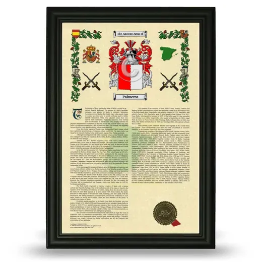Palmeros Armorial History Framed - Black