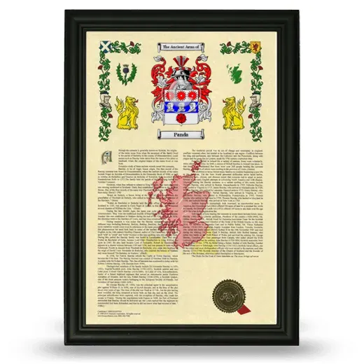 Panda Armorial History Framed - Black