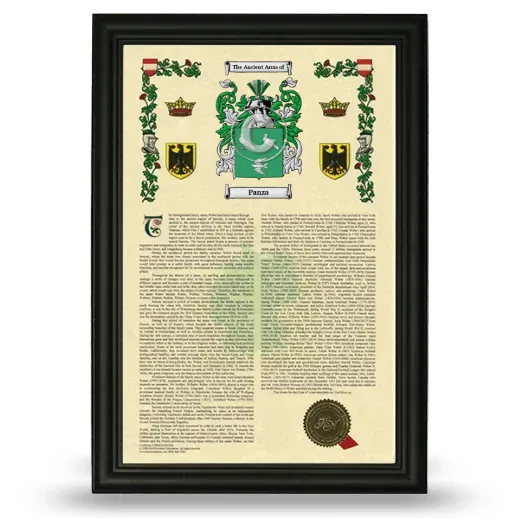 Panza Armorial History Framed - Black
