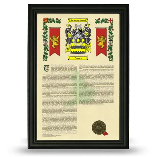 Parnes Armorial History Framed - Black