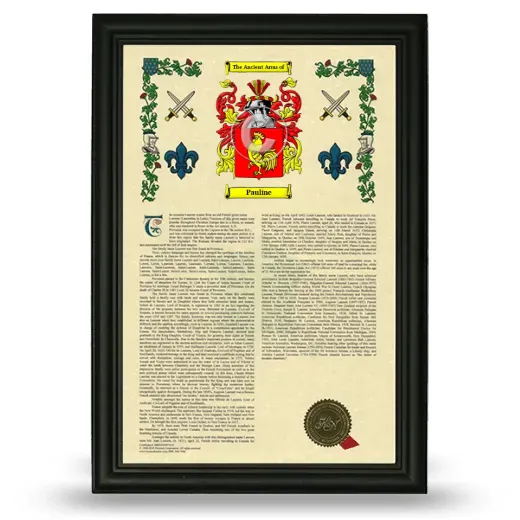 Pauline Armorial History Framed - Black