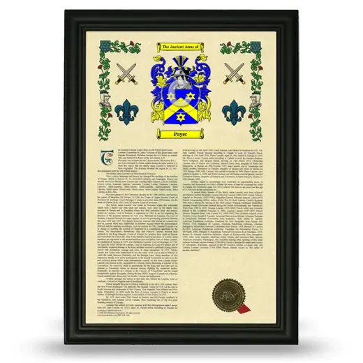 Payer Armorial History Framed - Black