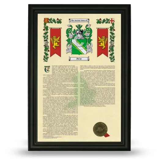 Pe'er Armorial History Framed - Black