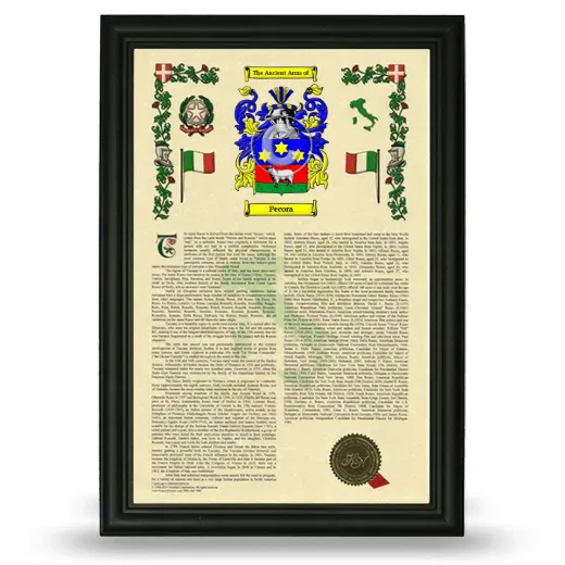 Pecora Armorial History Framed - Black
