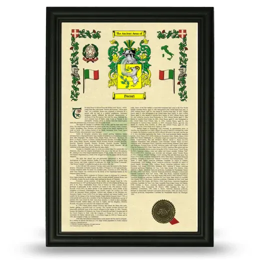 Pecori Armorial History Framed - Black