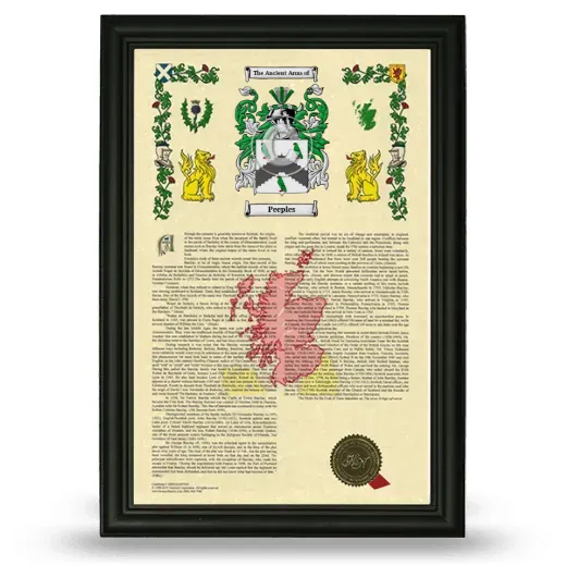 Peeples Armorial History Framed - Black