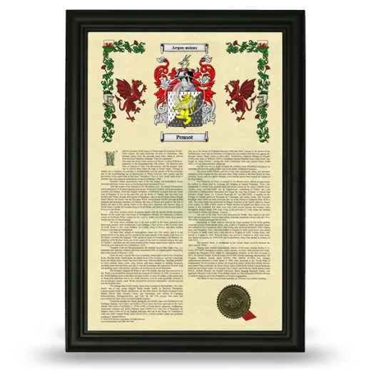 Pennot Armorial History Framed - Black