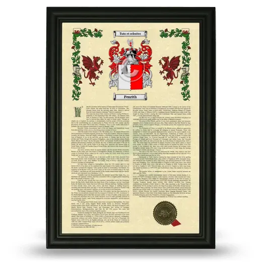 Penrith Armorial History Framed - Black