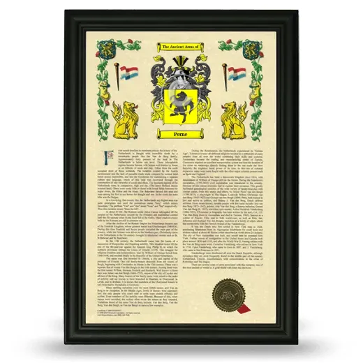 Perne Armorial History Framed - Black