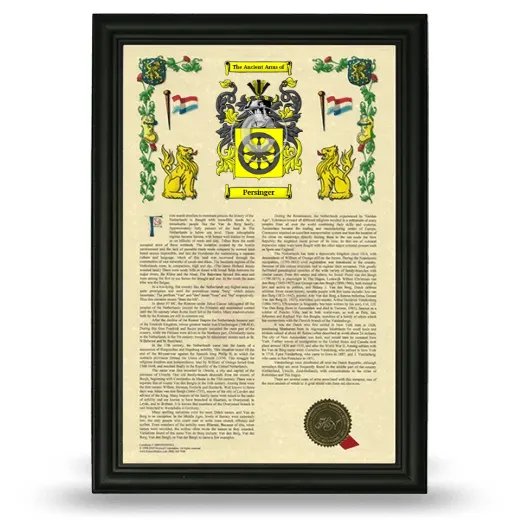 Persinger Armorial History Framed - Black