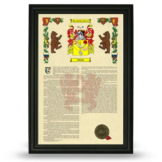 Petras Armorial History Framed - Black