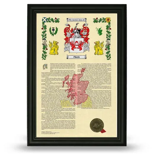 Pharis Armorial History Framed - Black