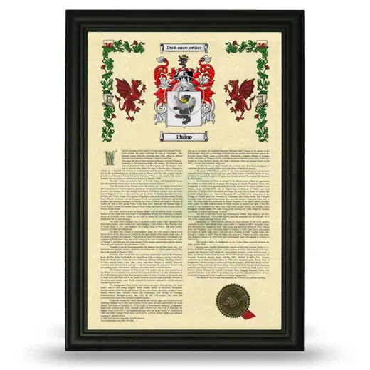 Philup Armorial History Framed - Black
