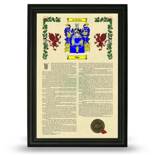 Phin Armorial History Framed - Black