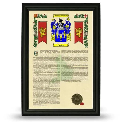 Physick Armorial History Framed - Black