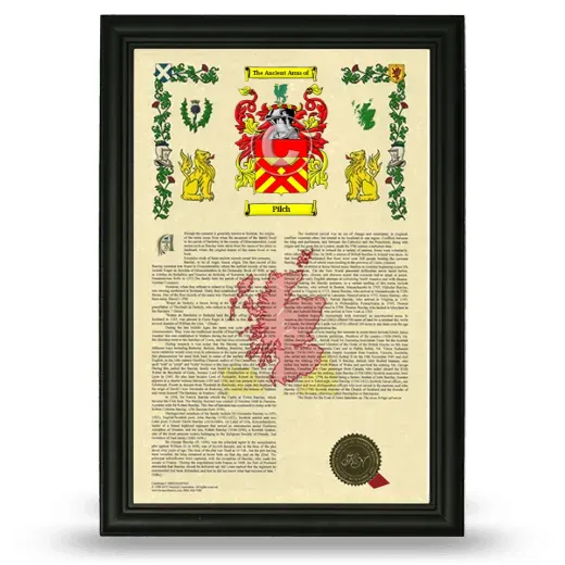 Pilch Armorial History Framed - Black