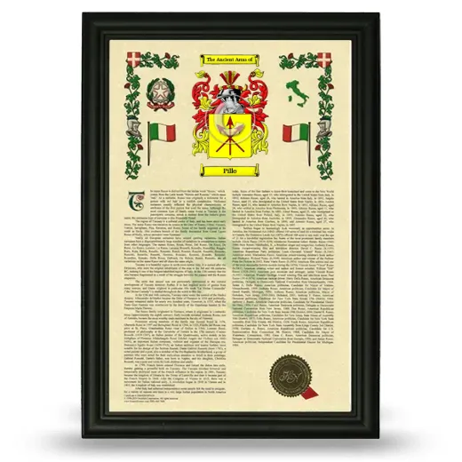 Pillo Armorial History Framed - Black