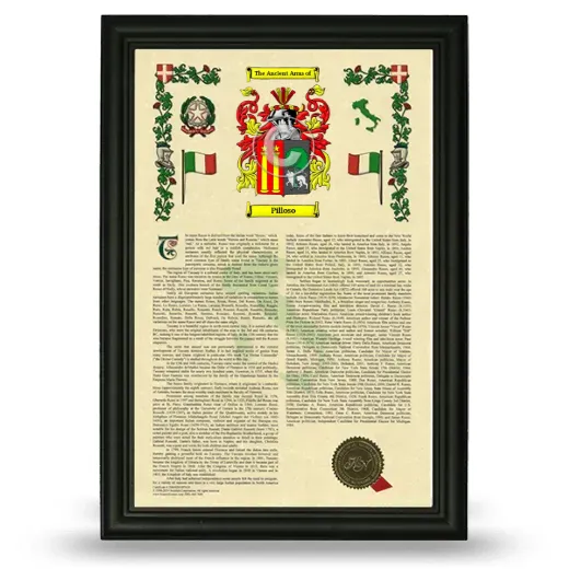 Pilloso Armorial History Framed - Black