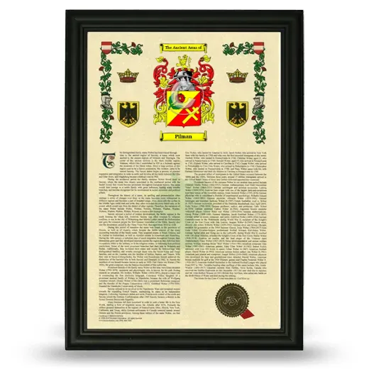 Pilman Armorial History Framed - Black