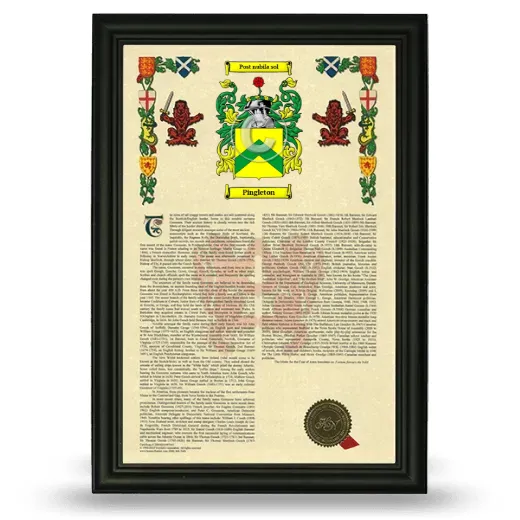 Pingleton Armorial History Framed - Black