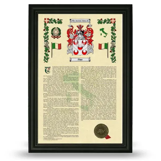 Pino Armorial History Framed - Black
