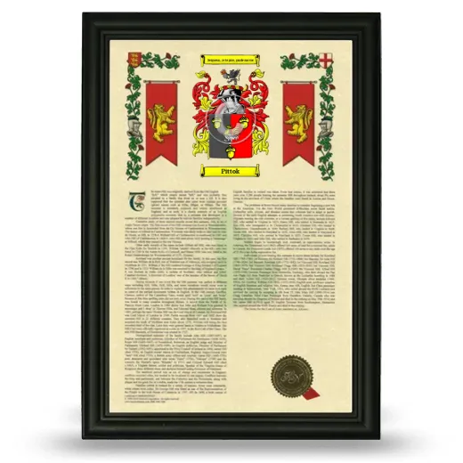 Pittok Armorial History Framed - Black