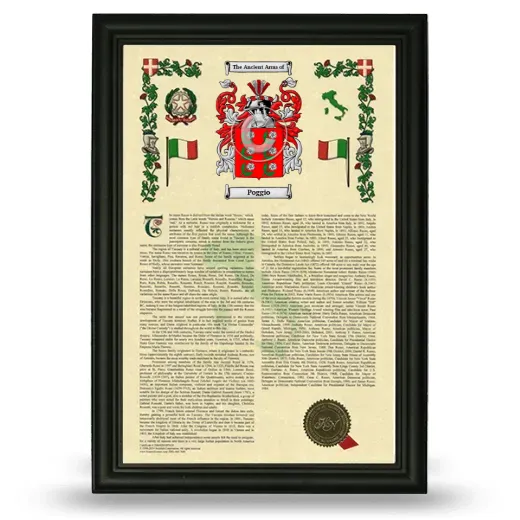 Poggio Armorial History Framed - Black