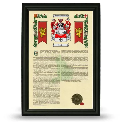 Pondre Armorial History Framed - Black