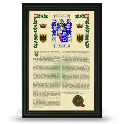 Poppell Armorial History Framed - Black